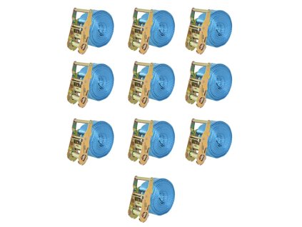 Ráčnové upínací pásy, 10 ks, 2 tuny, 6mx38mm, modré 142655
