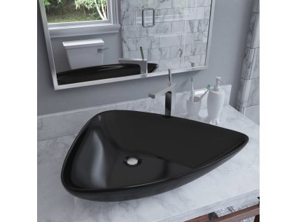 Keramické umyvadlo trojúhelníkové černé 645 x 455 x 115 mm 142998