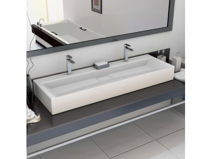 Umyvadlo 120 x 46 x 11 cm minerální/mramorový kompozit bílé 144068