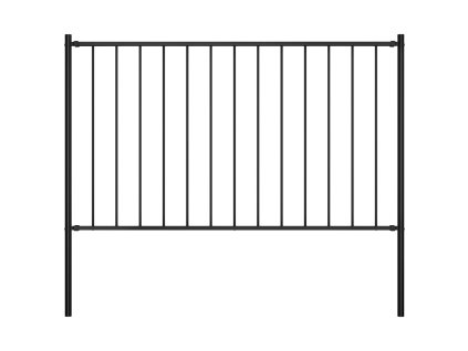 Plotový dílec se sloupky ocel práškový lak 1,7 x 1,25 m černý 145211