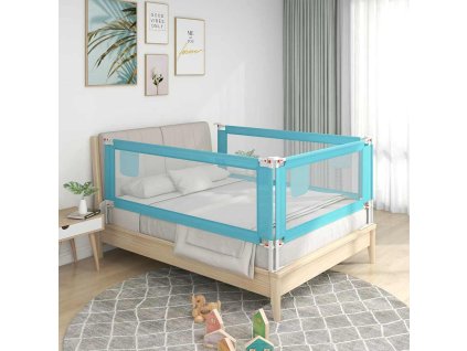 Dětská zábrana k postýlce modrá 120 x 25 cm textil 10209