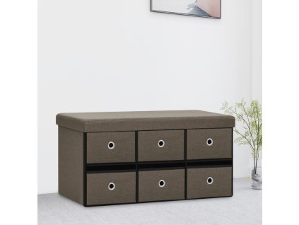 Skládací úložná lavice hnědá 76 x 38 x 38 cm umělý len 338813