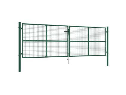 Pletivová zahradní brána ocel 390 x 125 cm zelená 145749