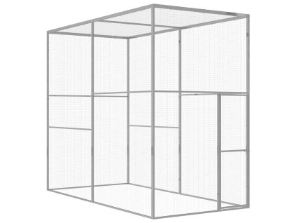 Klec pro kočky 3 x 1,5 x 2,5 m pozinkovaná ocel 146360
