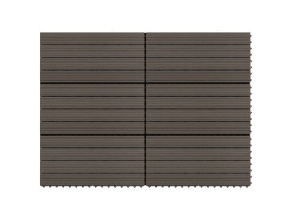 Terasové dlaždice 6 ks WPC 60 x 30 cm 1,08 m² tmavě hnědé 149027