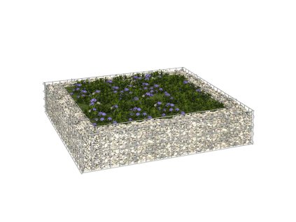 Gabionový vyvýšený záhon pozinkovaná ocel 100 x 100 x 20 cm 151311