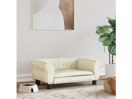 Pelíšek pro psy krémový 70 x 45 x 30 cm samet 171830