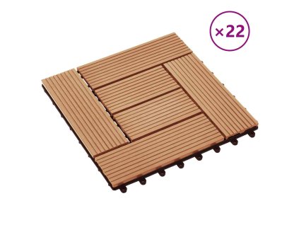 22 ks terasové dlaždice 30 x 30 cm 2 m² WPC barva teak 277804