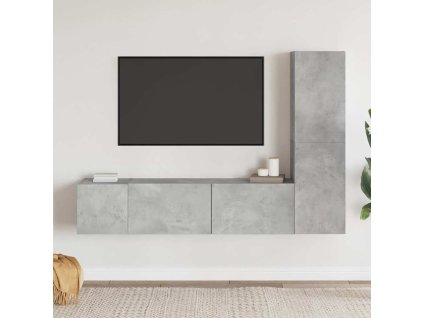 3dílný set TV skříněk betonově šedý kompozitní dřevo 3079076