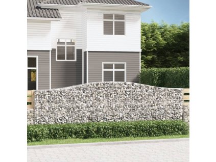 Klenutý gabionový koš 400 x 30 x 120/140 cm pozinkované železo 153406