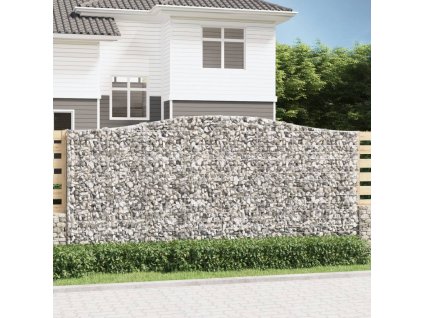 Klenutý gabionový koš 400 x 50 x 180/200 cm pozinkované železo 153419
