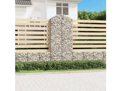 Klenutý gabionový koš 100 x 30 x 220/240 cm pozinkované železo 153431