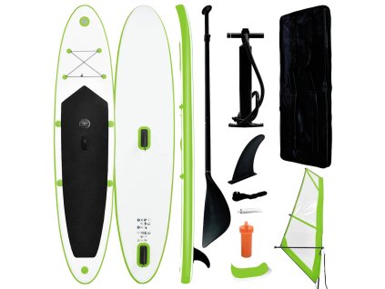 Nafukovací Stand Up Paddleboard s plachtou zeleno-bílý 92735