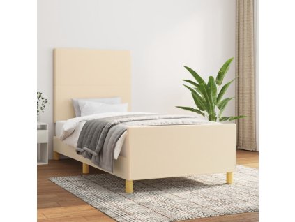 Rám postele bez matrací krémově 90x200 cm textil 3124868