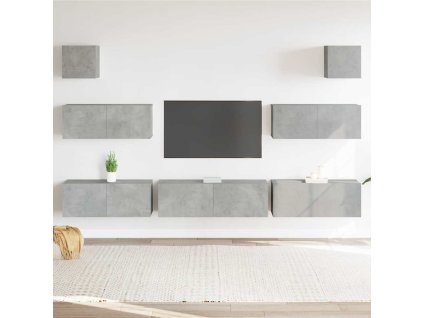 7dílný set TV skříněk betonově šedý kompozitní dřevo 3114545