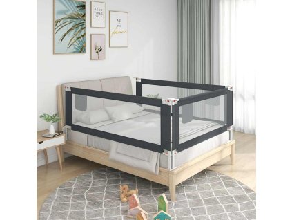 Dětská zábrana k postýlce tmavě šedá 120 x 25 cm textil 10227