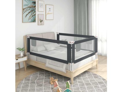 Dětská zábrana k postýlce tmavě šedá 200 x 25 cm textil 10233