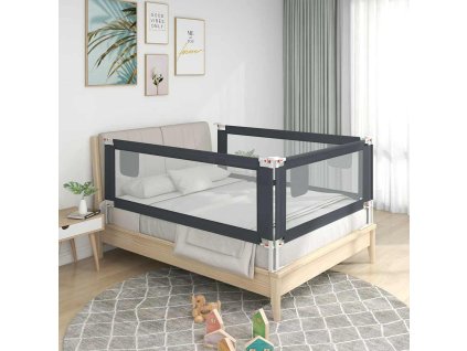 Dětská zábrana k postýlce tmavě šedá 90 x 25 cm textil 10225