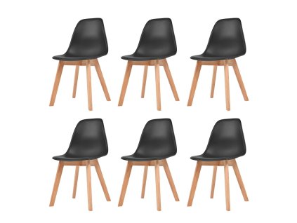 Jídelní židle 6 ks černé plast 244779