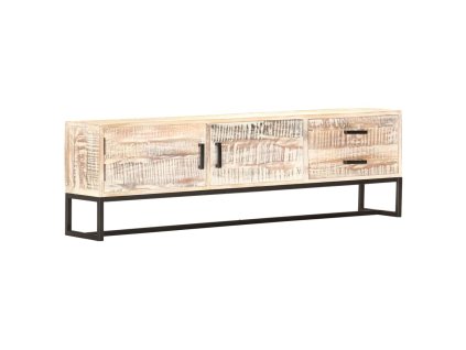 TV stolek bílý 140 x 30 x 45 cm masivní akáciové dřevo 287328