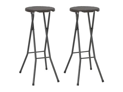 Skládací barové stoličky 2 ks HDPE a ocel hnědé ratanový vzhled 44559