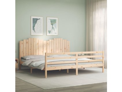 Rám postele s čelem 200 x 200 cm masivní dřevo 3194201