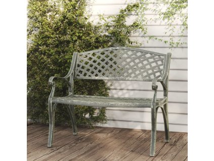 Zahradní lavice 102 cm litý hliník zelená 317745