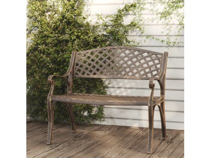Zahradní lavice 102 cm litý hliník bronzová 317747