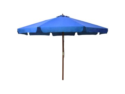 Zahradní slunečník s dřevěnou tyčí 330 cm azurově modrý 47219