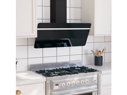 Nástěnná digestoř 90 cm ocel a tvrzené sklo černá 51673