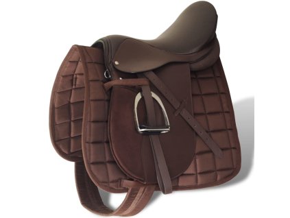 Sedlo z pravé kůže, 5-v-1, pát. kanál 14 cm, posedlí 16" - hnědá 90646