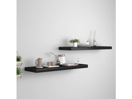 Plovoucí nástěnné police 2 ks černé 80 x 23,5 x 3,8 cm MDF 323836