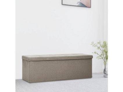 Skládací úložná lavice taupe umělý len 338797
