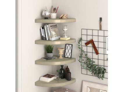 323927 vidaXL Floating Corner Shelves 4 pcs Oak 35x35x3,8 cm MDF 323927