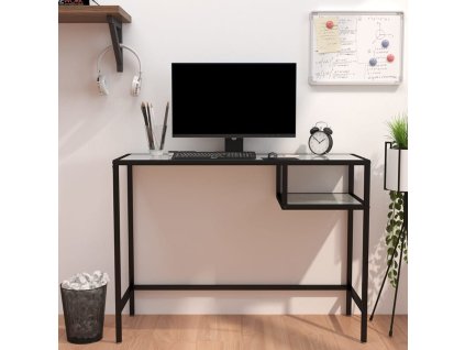 PC stůl bílý mramor 100 x 36 x 74 cm tvrzené sklo 331624