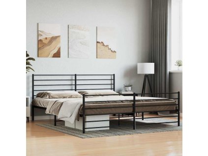 Kovový rám postele bez matrace s nožním čelem černý 180x200 cm 352341