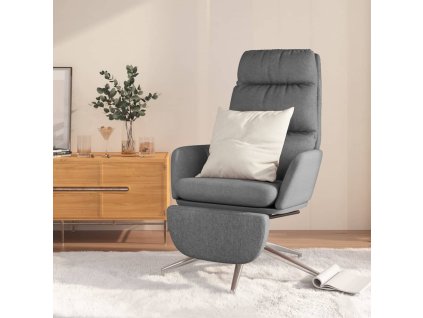 Relaxační křeslo s podnožkou světle šedé textil 3097524