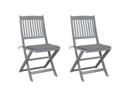 Skládací zahradní židle s poduškami 2 ks masivní akáciové dřevo 3064537