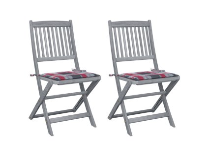 Skládací zahradní židle s poduškami 2 ks masivní akáciové dřevo 3064549