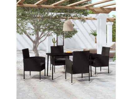 5dílný zahradní jídelní set černý 3099633