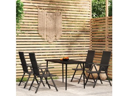 5dílný zahradní jídelní set černý 3099109