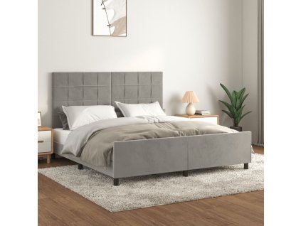 Rám postele bez matrace světle šedý 160 x 200 cm samet 3125763