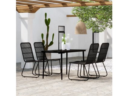 5dílný zahradní jídelní set černý 3099181