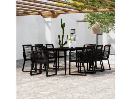 9dílný zahradní jídelní set černý 3099160