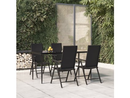 5dílný zahradní jídelní set černý polyratan 3156516