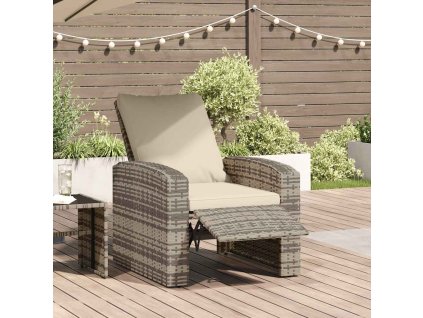 Zahradní polohovací křeslo s poduškami světle hnědé polyratan 364103