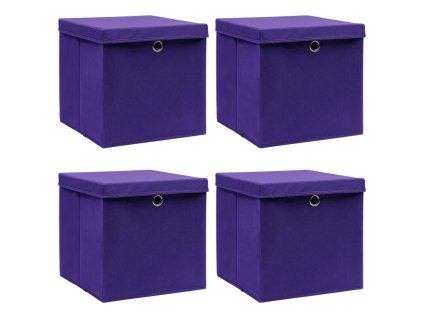 vidaXL Úložné boxy s víky 4 ks fialové 32 x 32 x 32 cm textil 288354