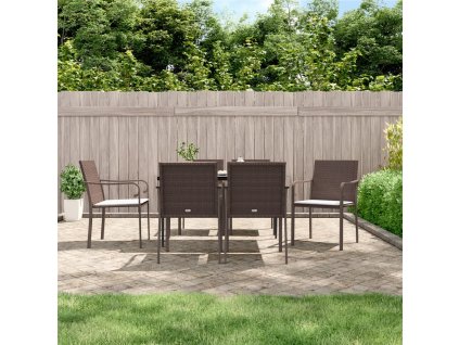 7dílný zahradní jídelní set s poduškami polyratan a ocel 3186942