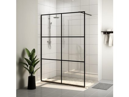 Zástěna do průchozí sprchy čiré ESG sklo 140 x 195 cm černá 151027