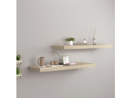 Plovoucí nástěnné police 2 ks dub 80 x 23,5 x 3,8 cm MDF 323878